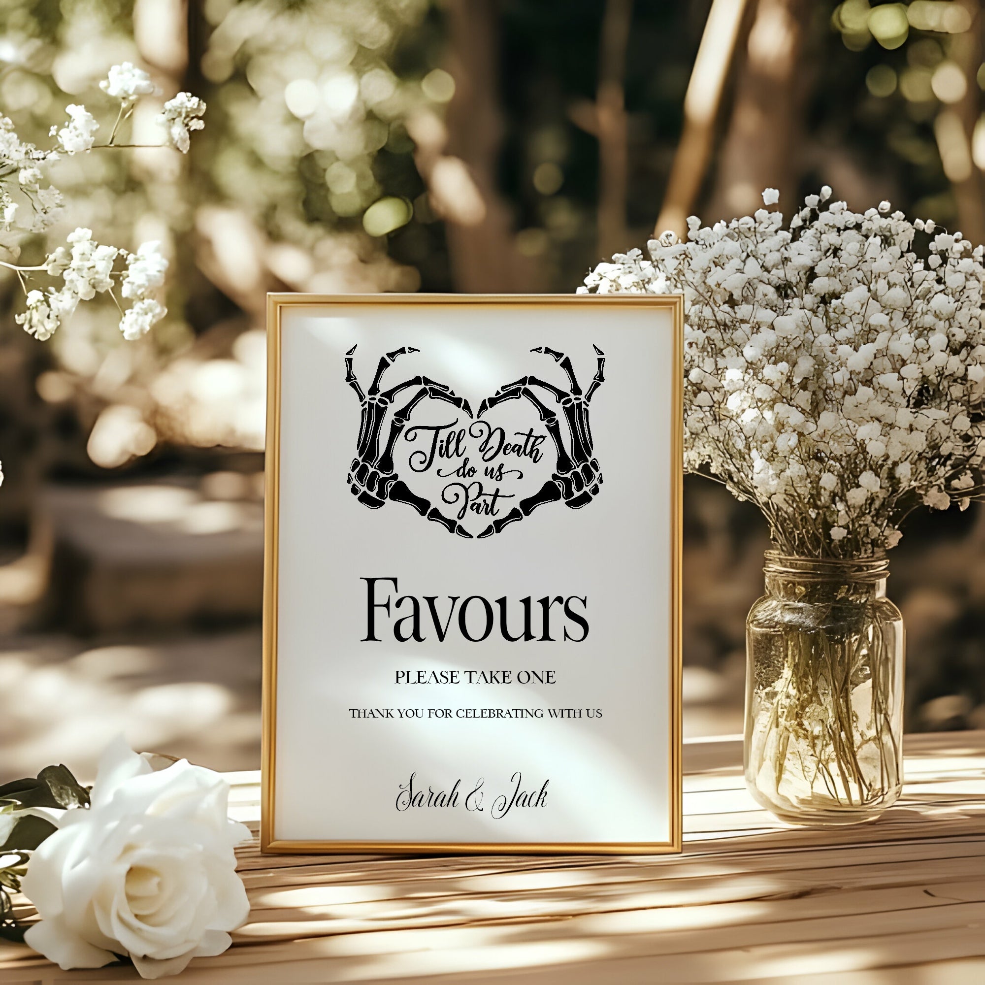 The Lovers Tarot Personalised Wedding Favours Sign | Beige, White or Charcoal