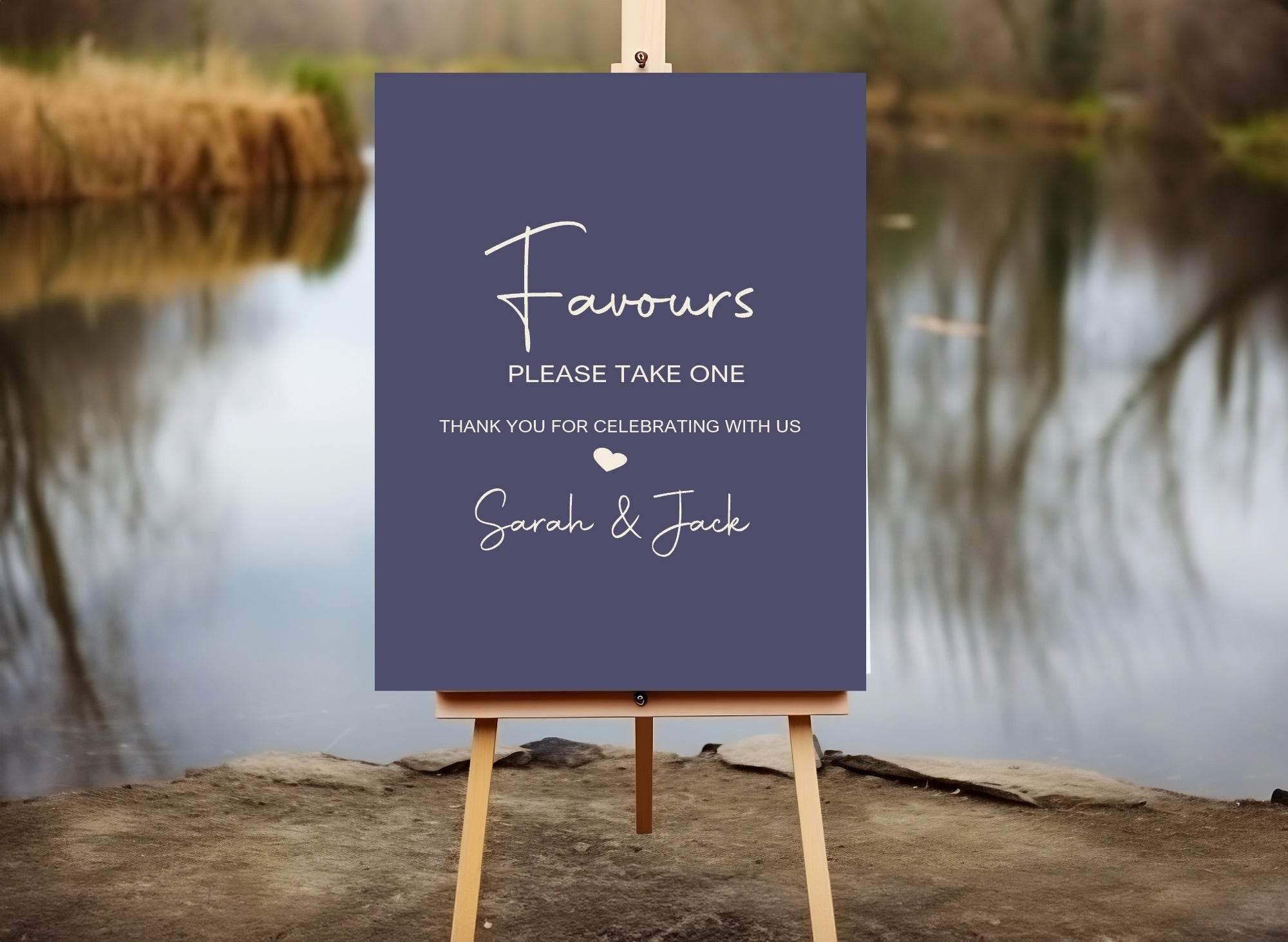 Sapphire Favours Wedding Party Sign - Larosier Prints