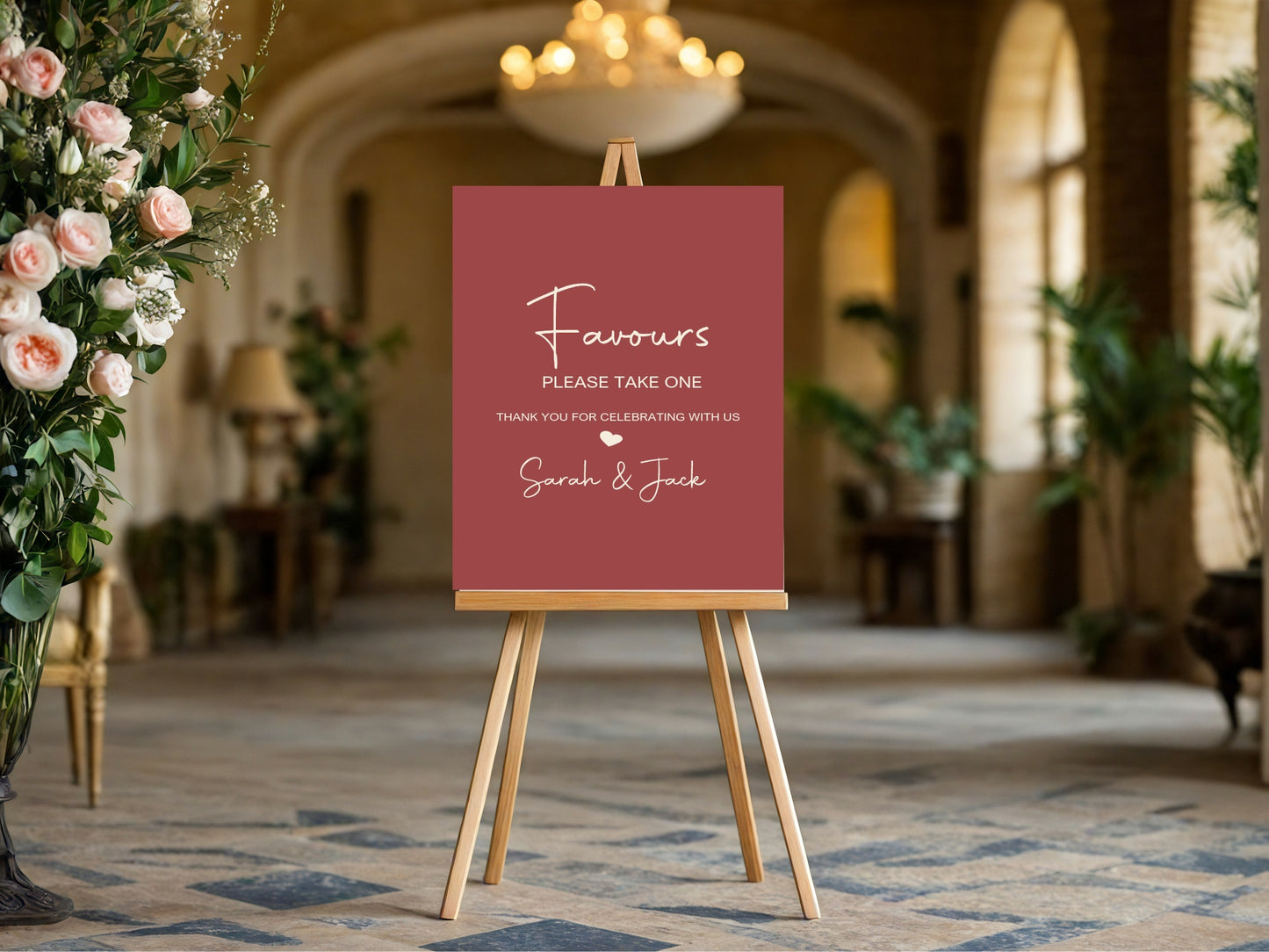 Rosewood Favours Wedding Party Sign