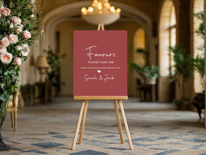 Rosewood Favours Wedding Party Sign