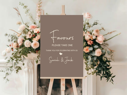 Earth Favours Wedding Party Sign