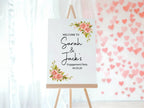 Pink Rose Engagement Welcome Party Sign - Larosier Prints