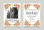 Pink Rose Photo Save The Date Wedding Party Cards & Envelopes | Pack of 10 Double Sided - Larosier Prints