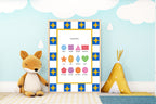 Blue Checked & Stars Shapes Poster | Educational Wall Art