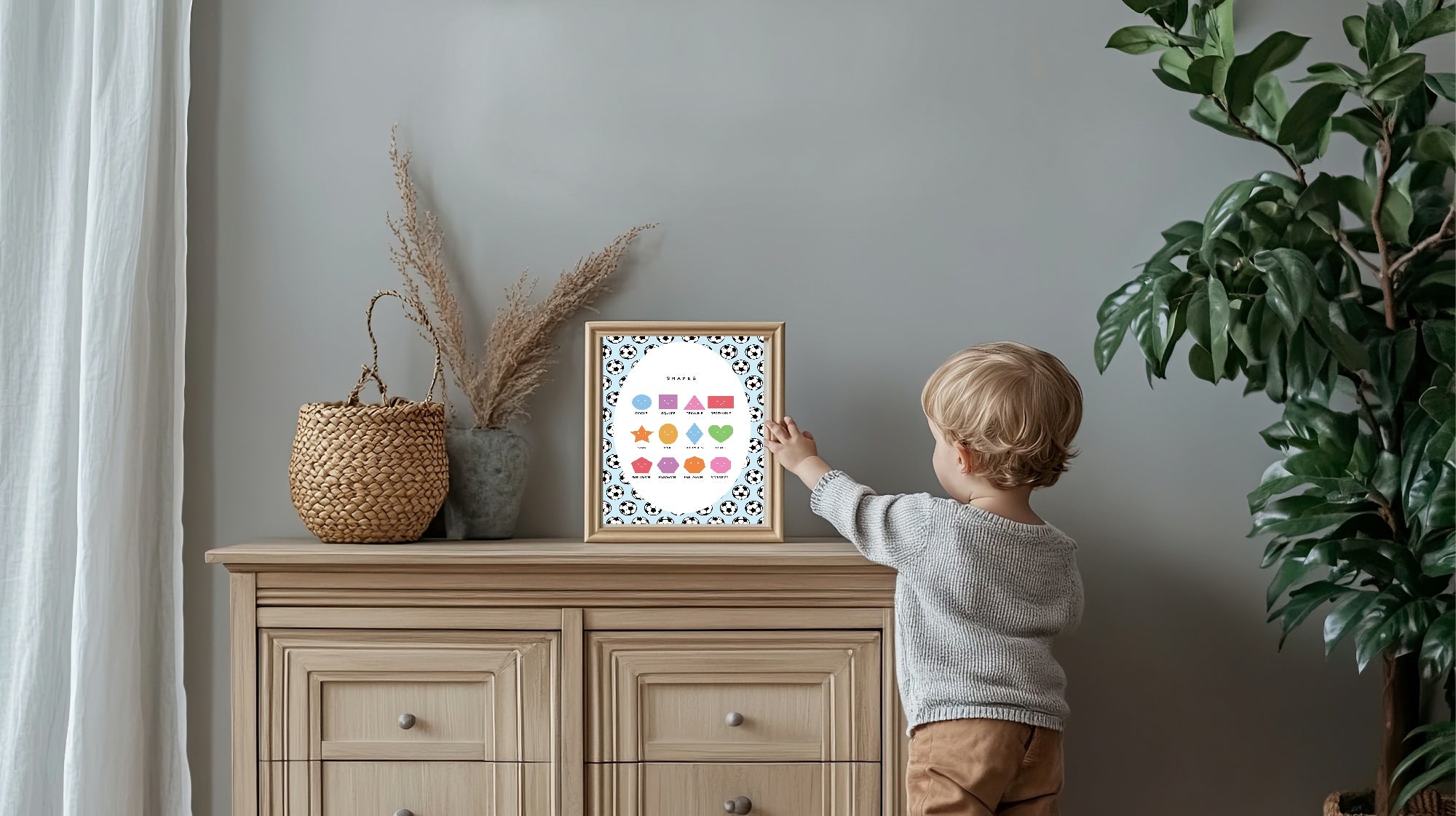 Blue Football Shapes Poster | Educational Wall Art