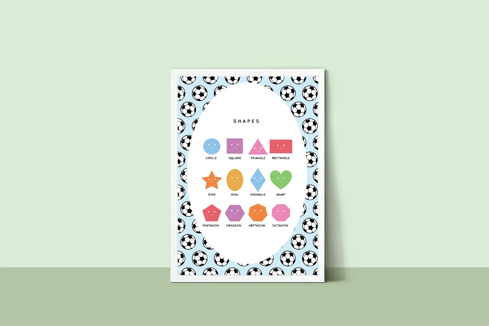 Blue Football Shapes Poster | Educational Wall Art