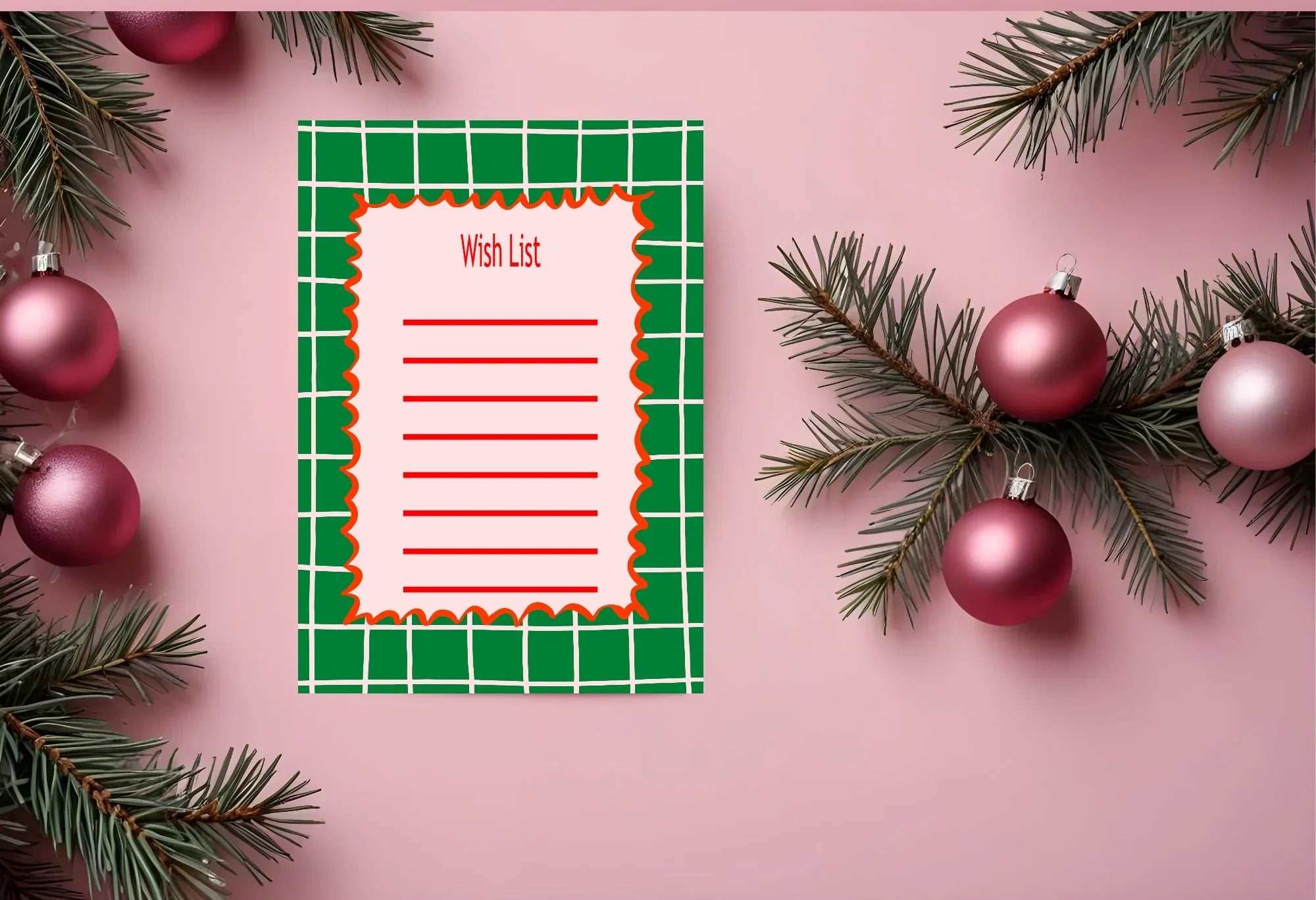 Christmas Green Check Letter to Santa Kit inc Personalised Forever Print - Larosier Prints