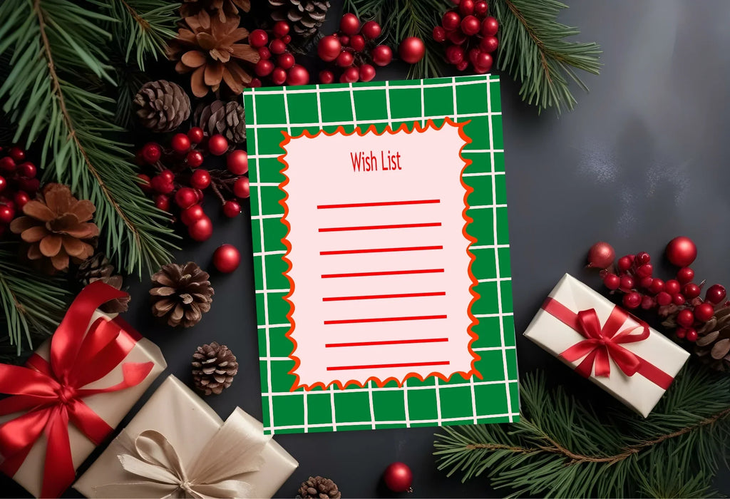 Christmas Green Check Letter to Santa Kit inc Personalised Forever Print - Larosier Prints
