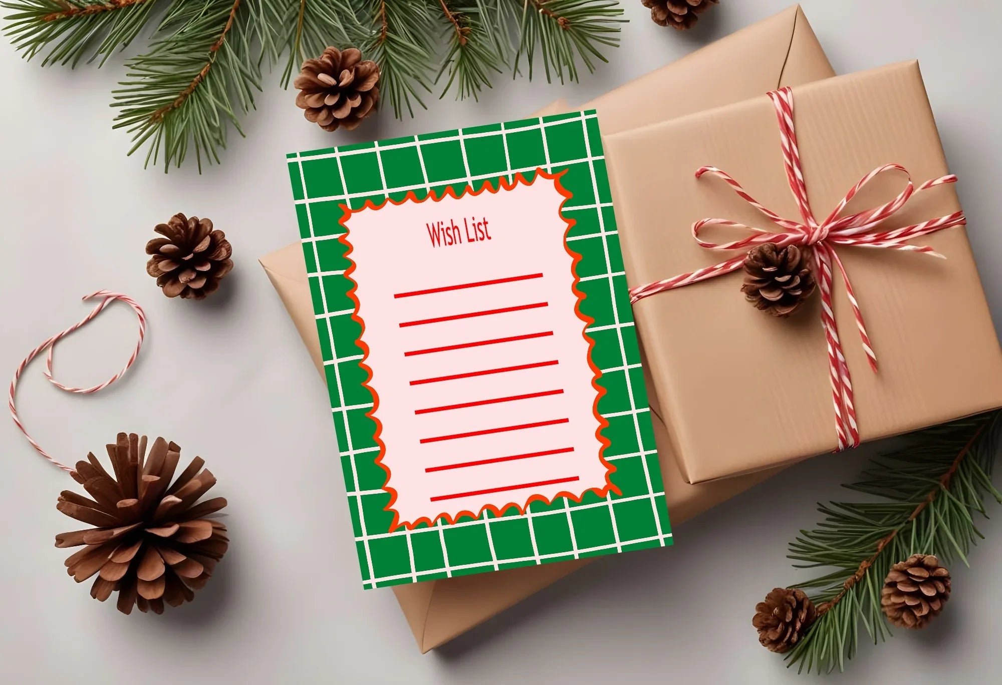Christmas Green Check Letter to Santa Kit inc Personalised Forever Print - Larosier Prints