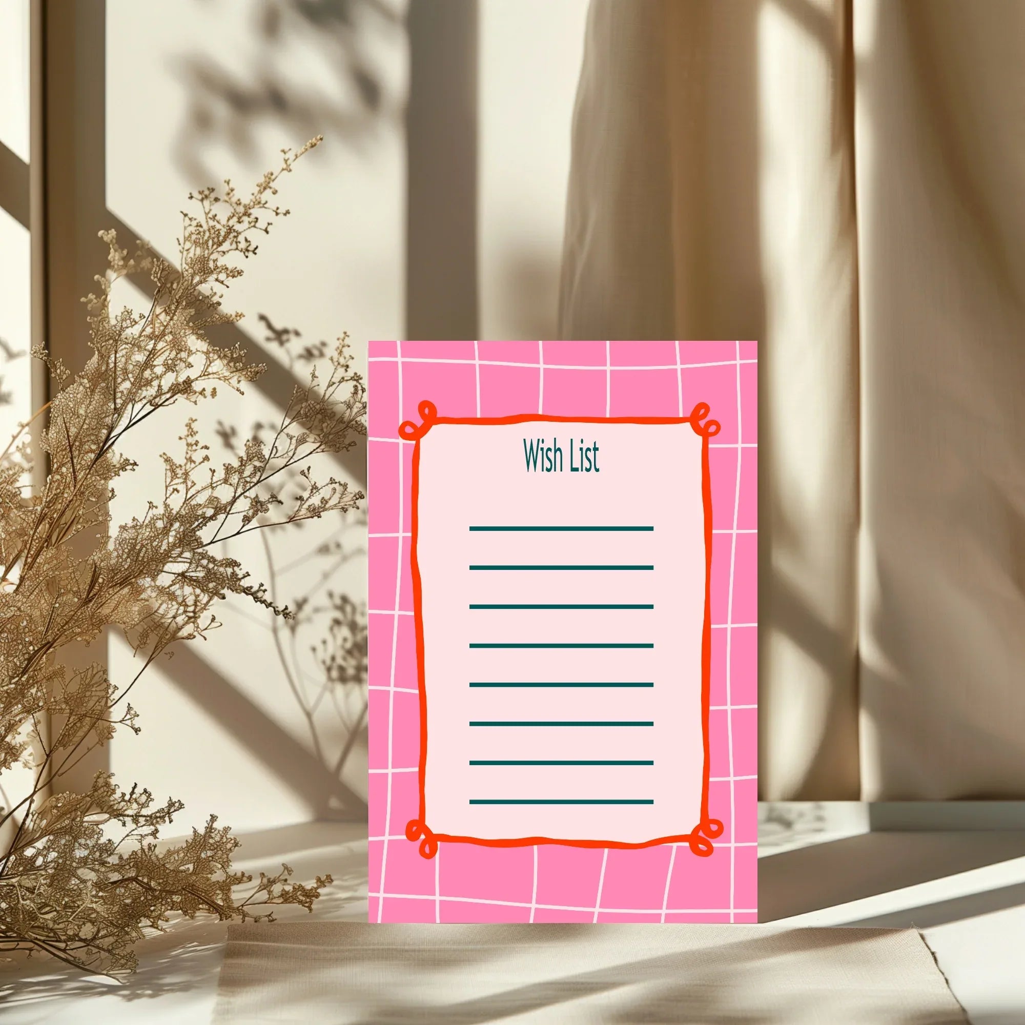 Christmas Pink Check Letter to Santa Kit inc Personalised Forever Print - Larosier Prints
