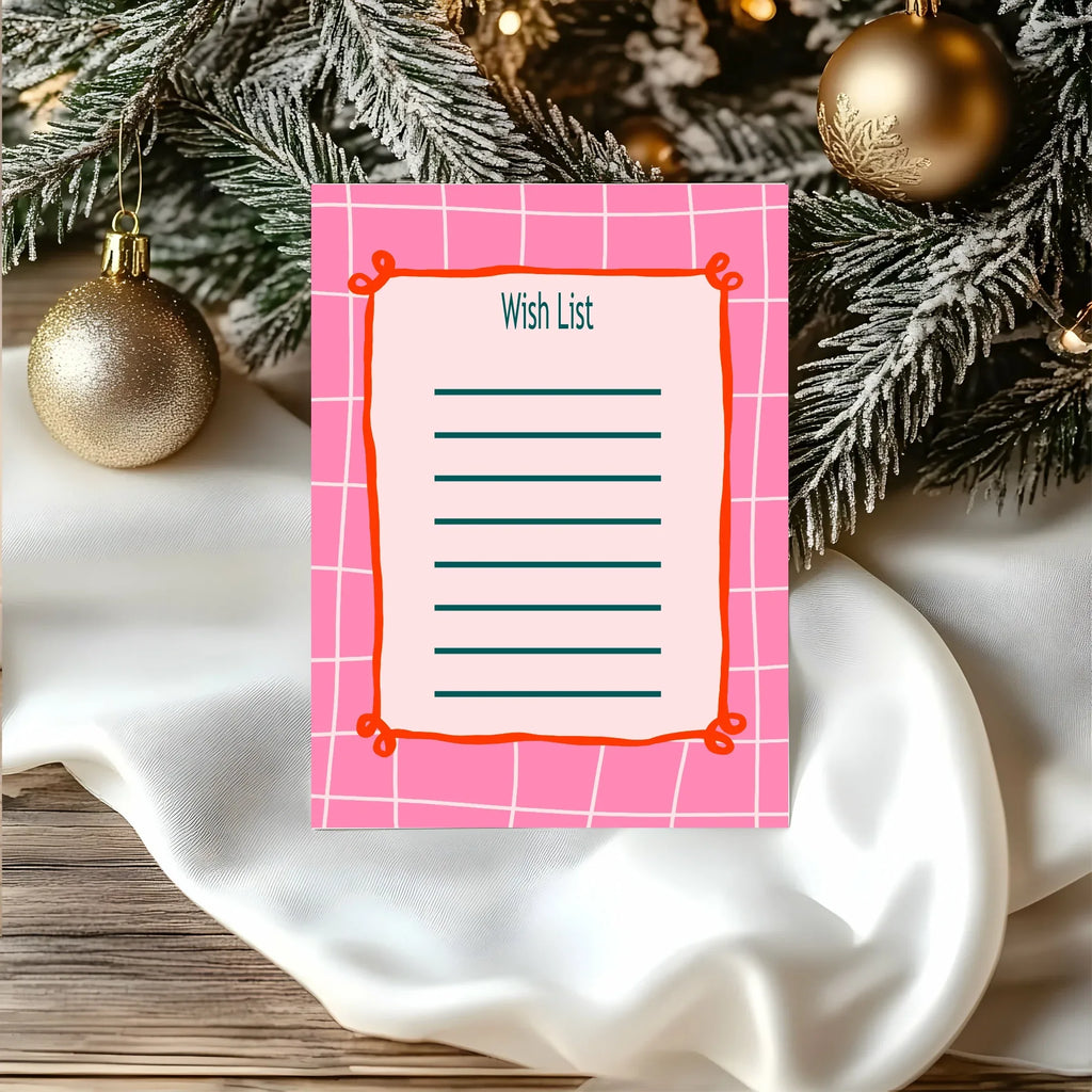 Christmas Pink Check Letter to Santa Kit inc Personalised Forever Print - Larosier Prints