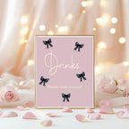 Pink & Black Bows Custom Birthday Party Sign