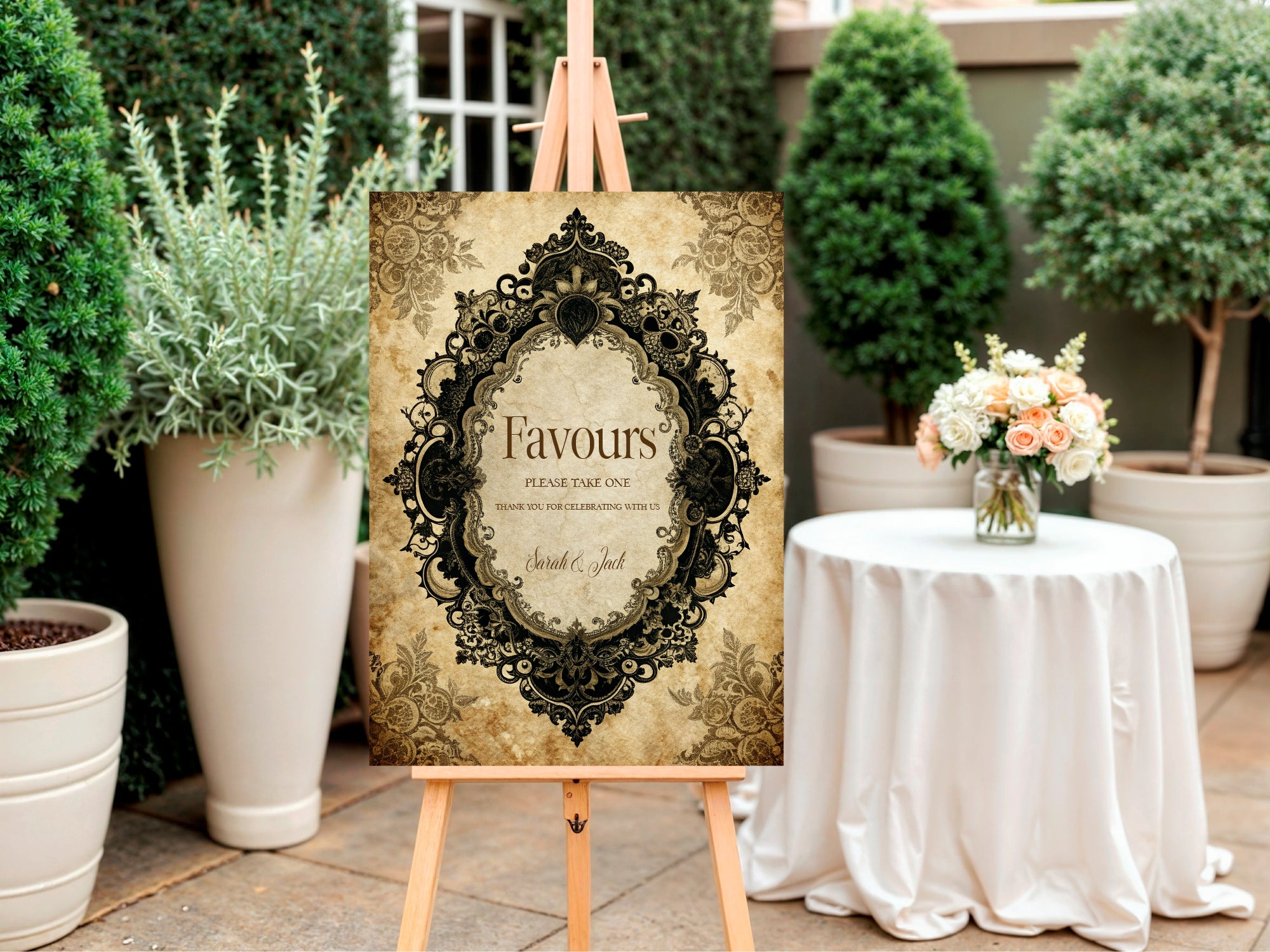 Lace Oval Frame Romantic Literature Wedding Open Seating Sign