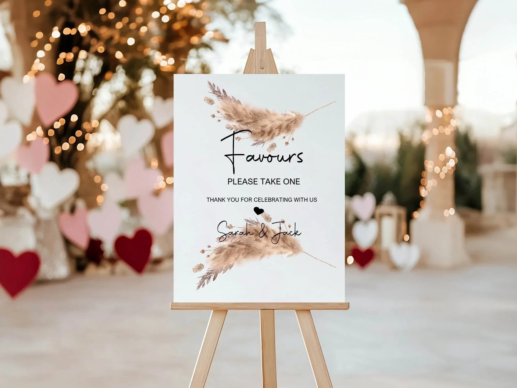 Boho Favours Wedding Party Sign - Larosier Prints