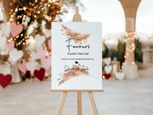 Boho Favours Wedding Party Sign