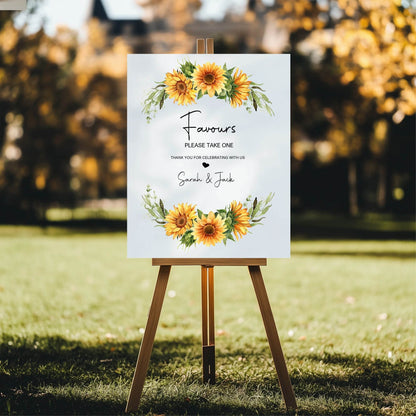Sunflower Favours Wedding Party Sign