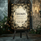 Black Rose Wedding Menu Signs
