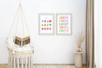 Pastel Plaid Alphabet Educational Wall Art Poster | Blue, Pink or Mint Green - Larosier Prints