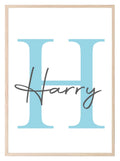 Personalised Initial & Name Print | Nursery Wall Art - Larosier Prints