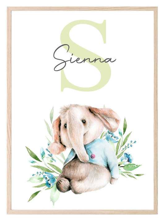 Personalised Oh Baby Animal, Initial And Name | Kids Wall Art | Nursery Prints