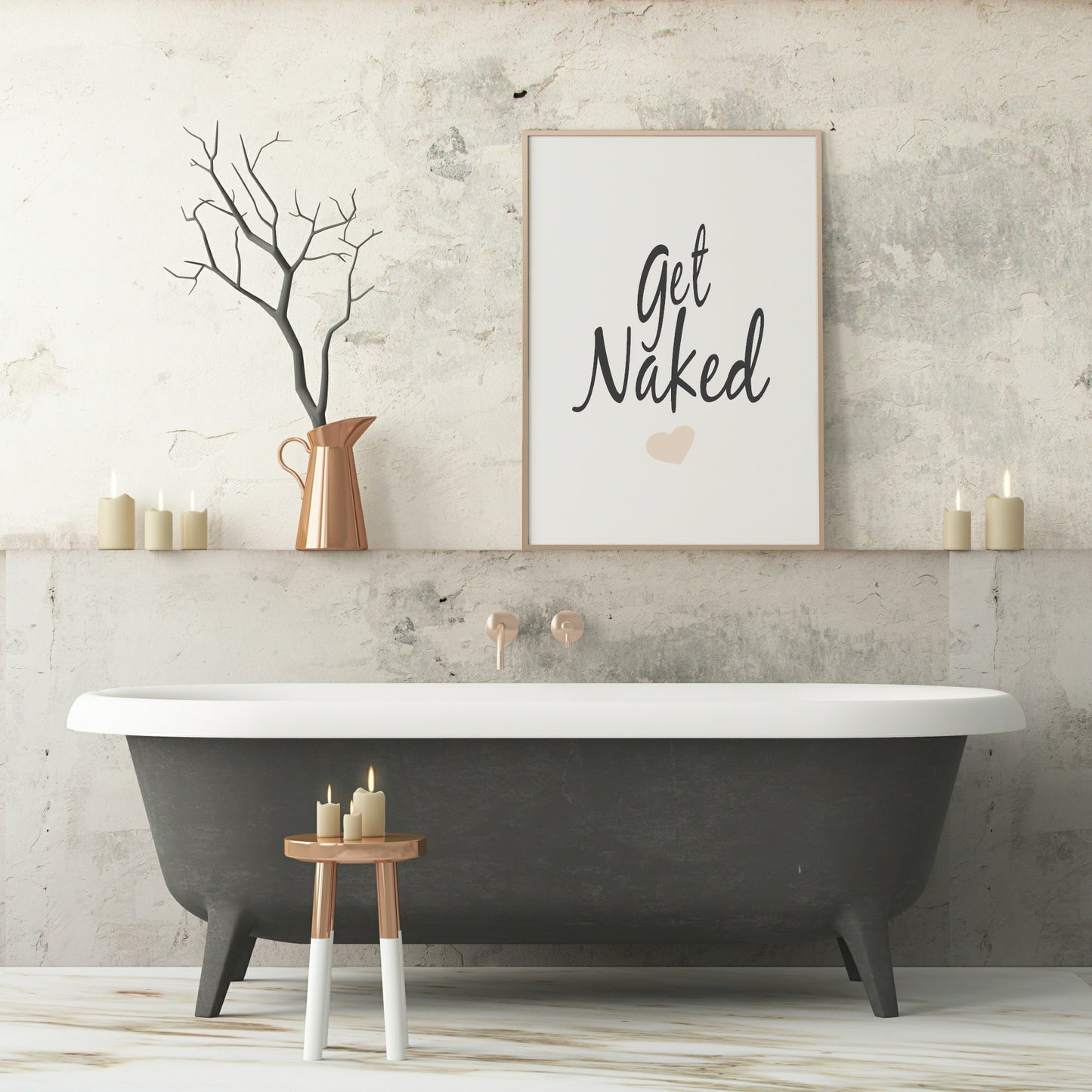 Get Naked Print | Funny Bathroom & Bedroom Wall Art | Customisable