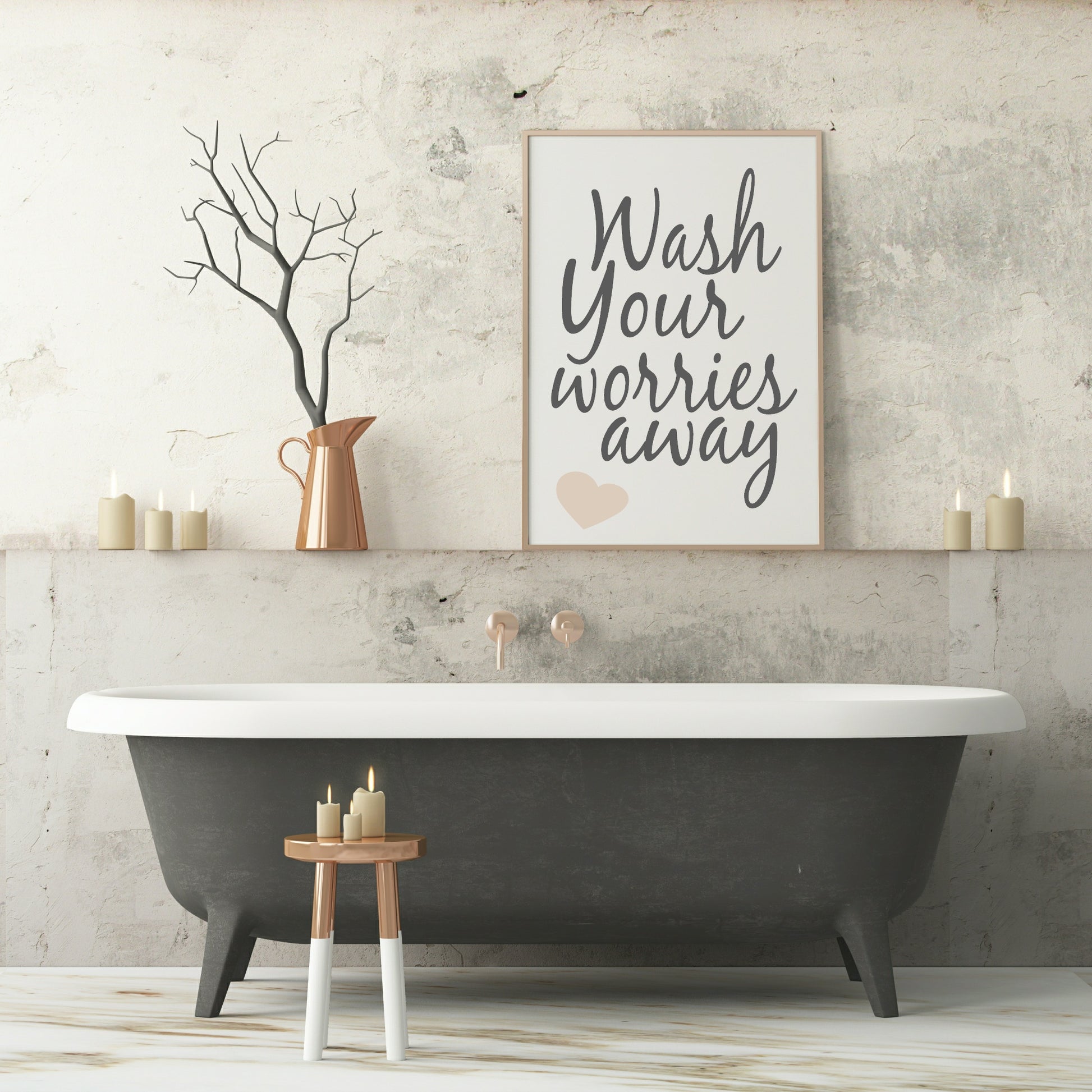 Wash Your Worries Away Print | Bathroom Wall Art