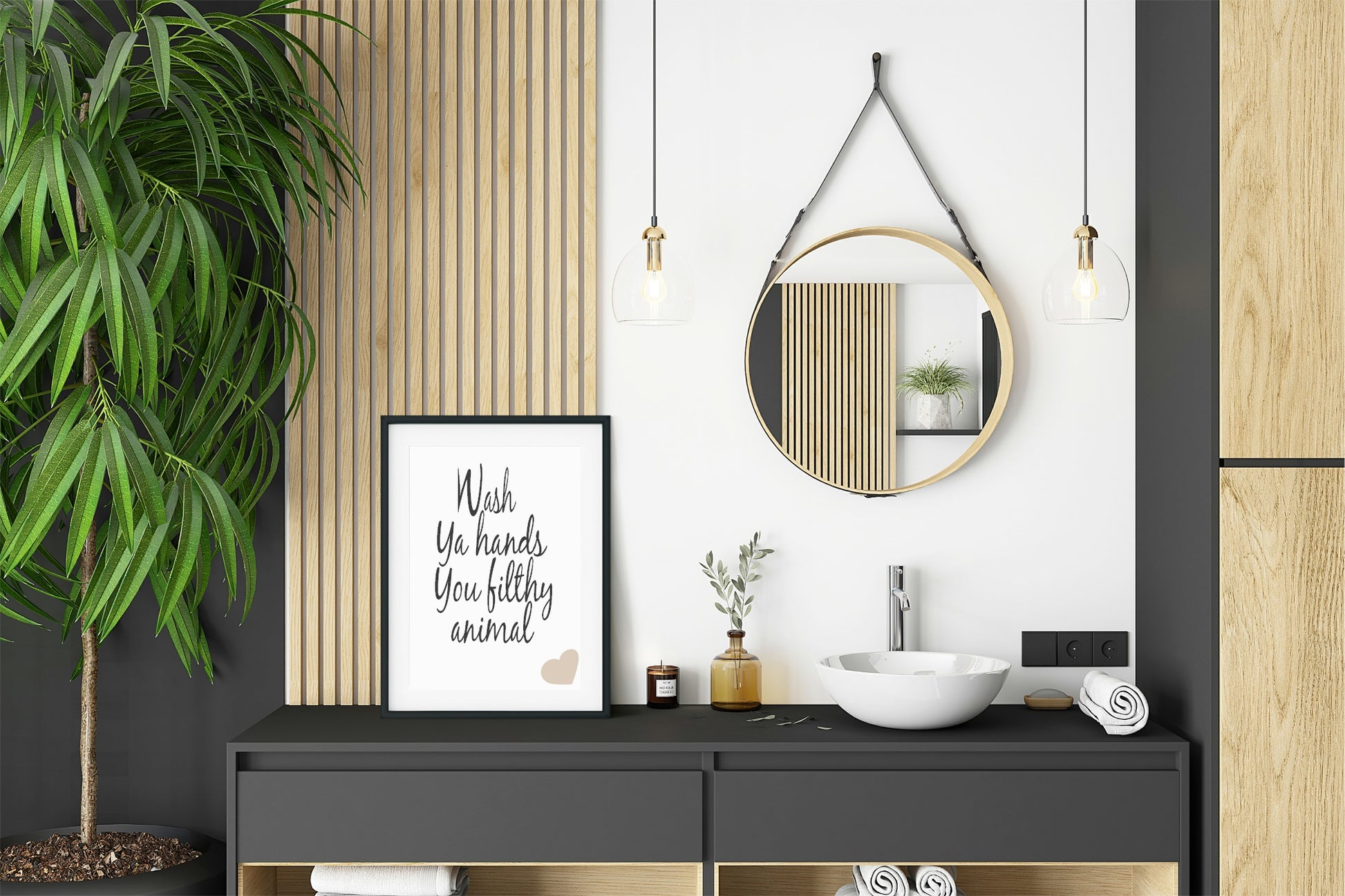 Wash Your Hands You Filthy Animal Print | Fun Bathroom Wall Art