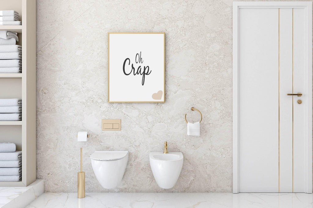 Oh Crap! Print | Fun Bathroom Wall Art | Customisable - Larosier Prints