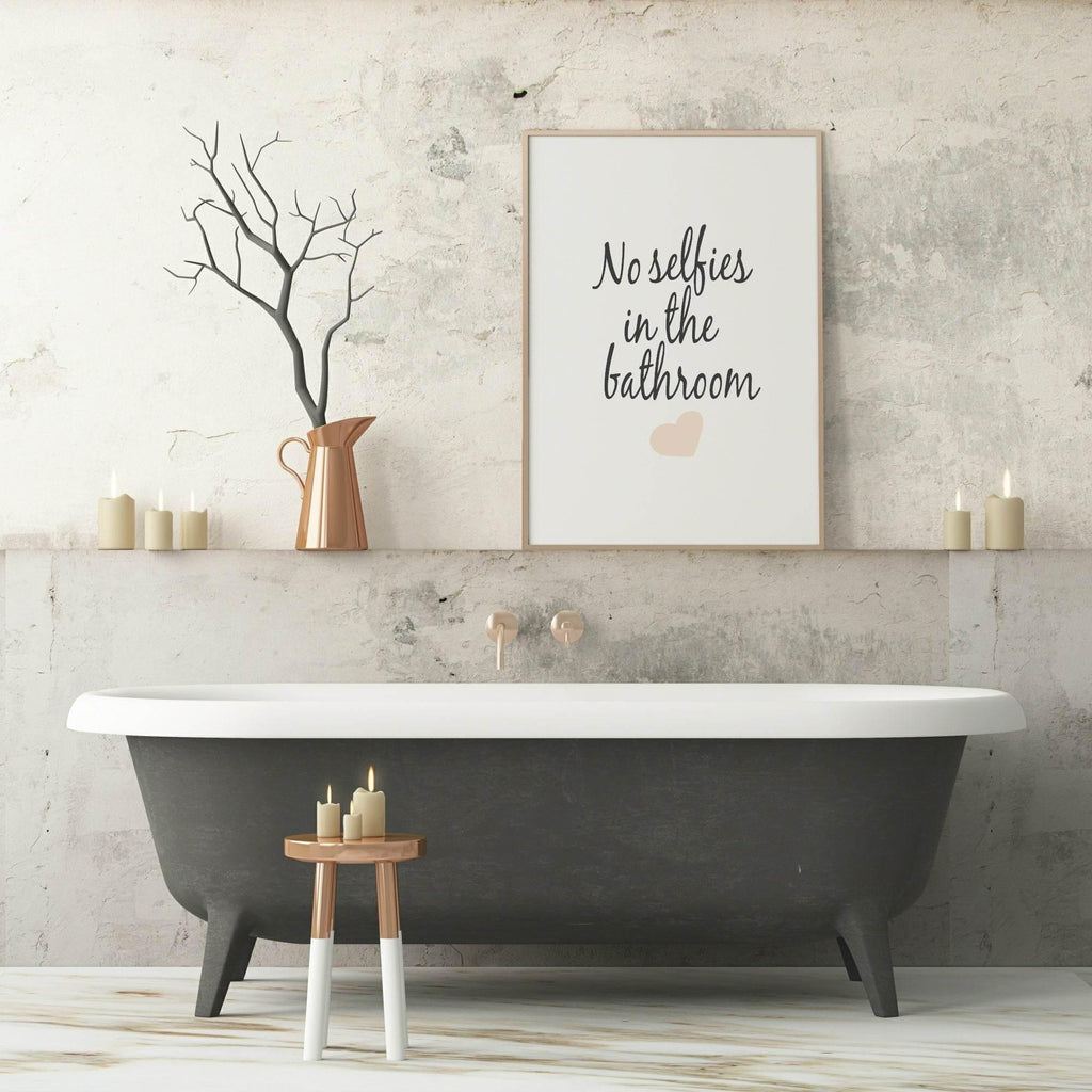 No Selfies In The Bathroom Print | Bathroom Wall Art | Customisable - Larosier Prints