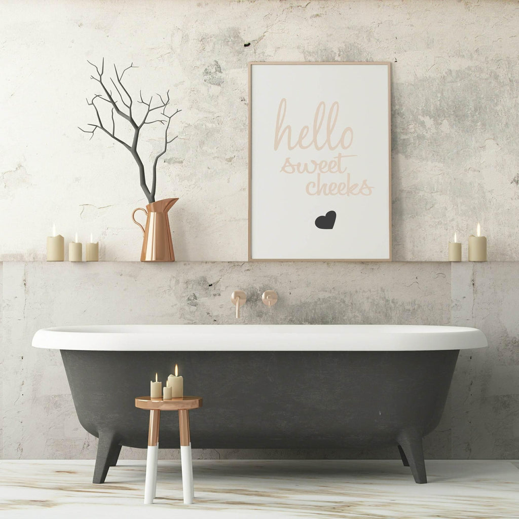 Well Hello Sweet Cheeks Print | Bathroom Wall Art - Larosier Prints