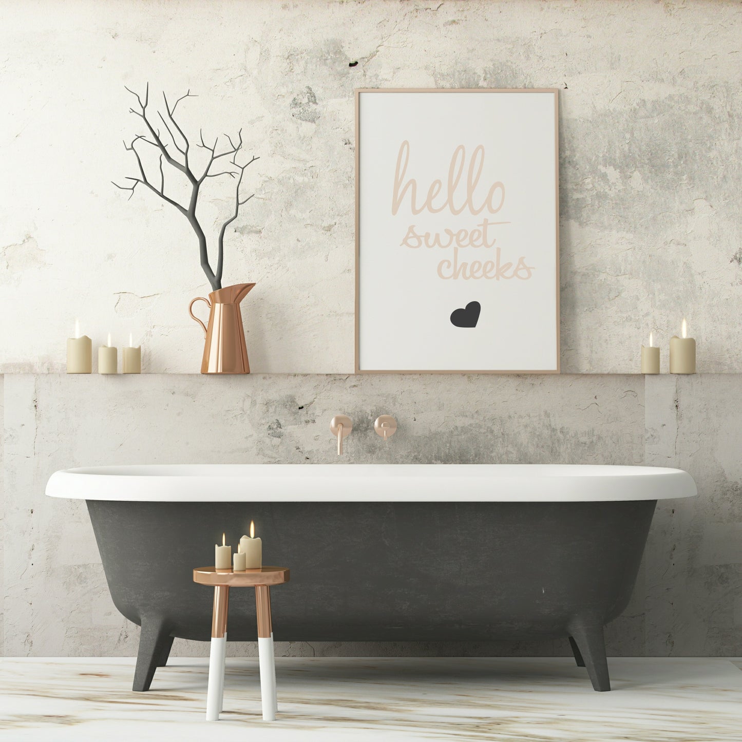 Well Hello Sweet Cheeks Print | Bathroom Wall Art