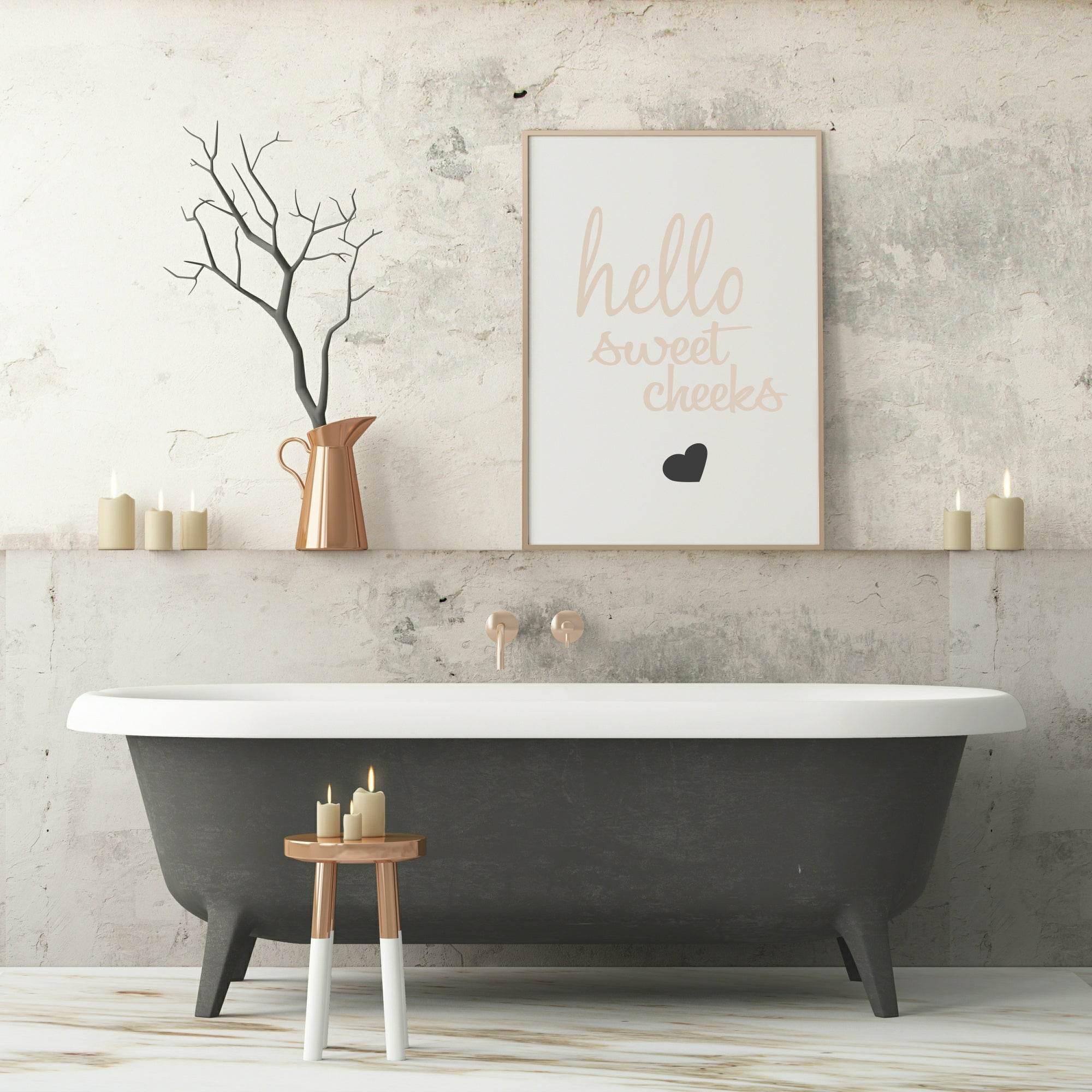 Well Hello Sweet Cheeks Print | Bathroom Wall Art - Larosier Prints