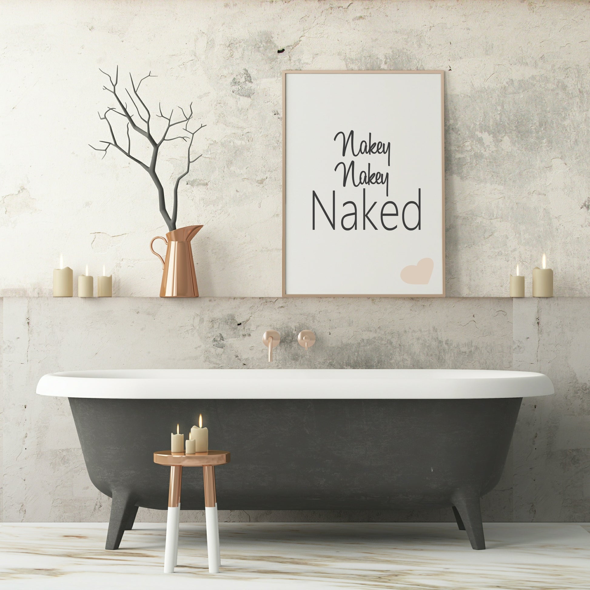 Nakey Nakey Naked Print | Bathroom Wall Art | Customisable