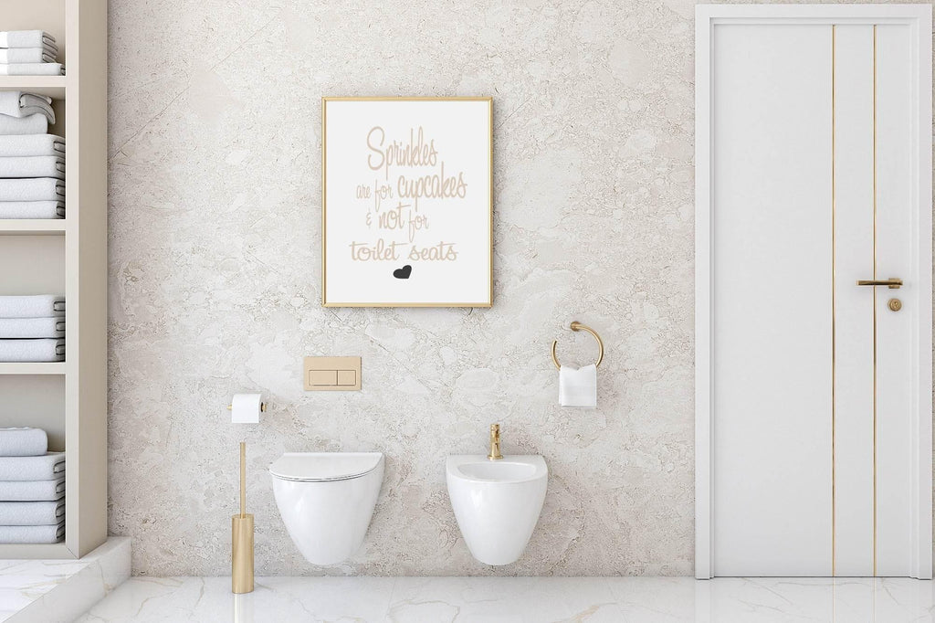 Sprinkles Are For Cupcakes Not For Toilet Seats Print | Fun Bathroom Wall Art - Larosier Prints