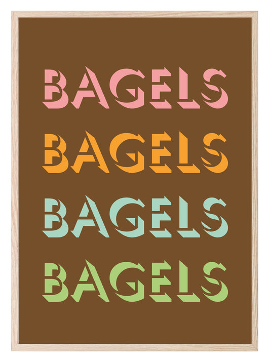 Bagels Bagels Bagels Print | Kitchen, Food & Drink Wall Art