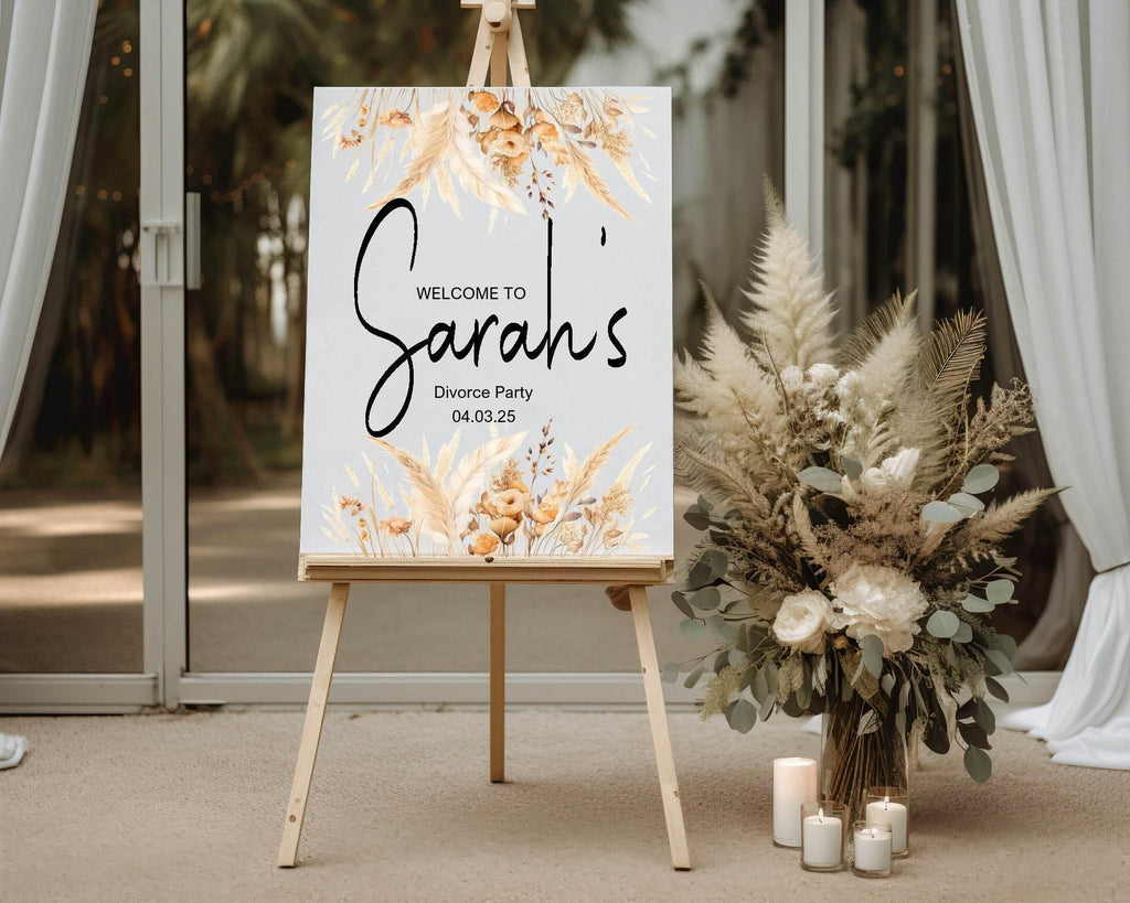 Boho Welcome Divorce Party Sign - Larosier Prints