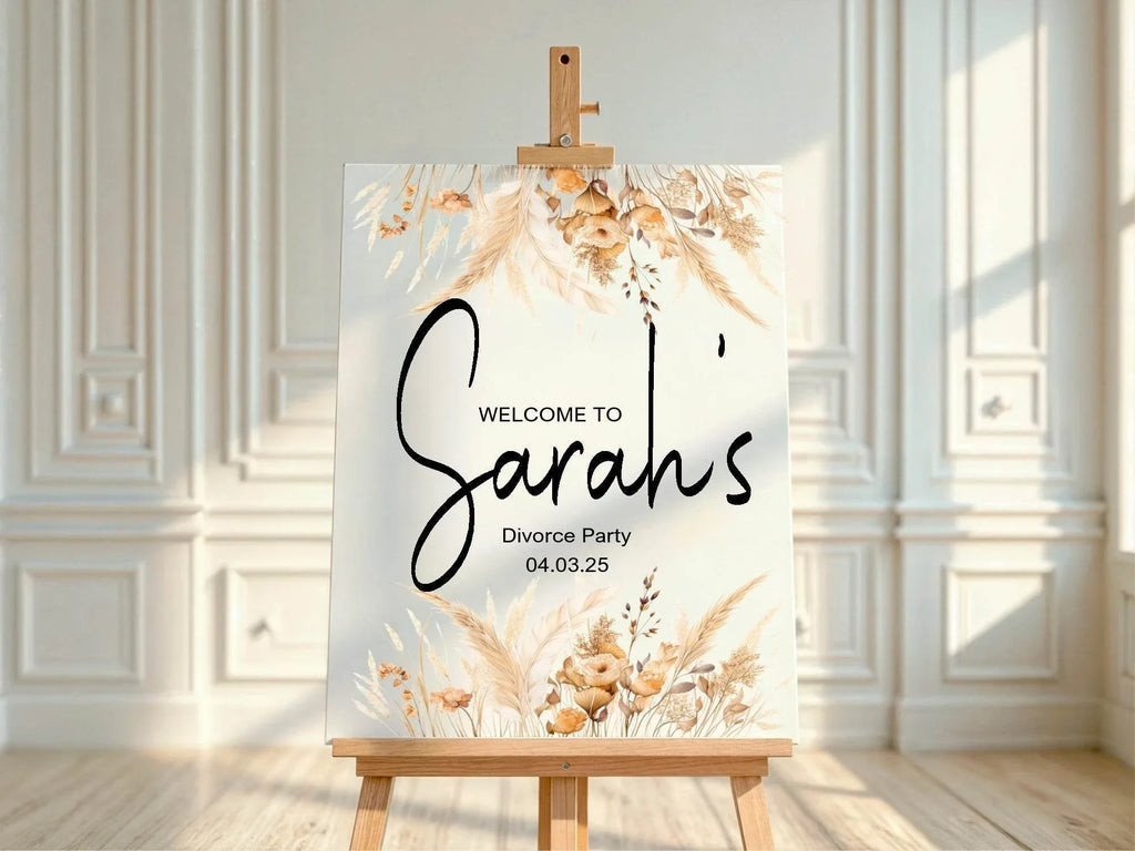 Boho Welcome Divorce Party Sign - Larosier Prints