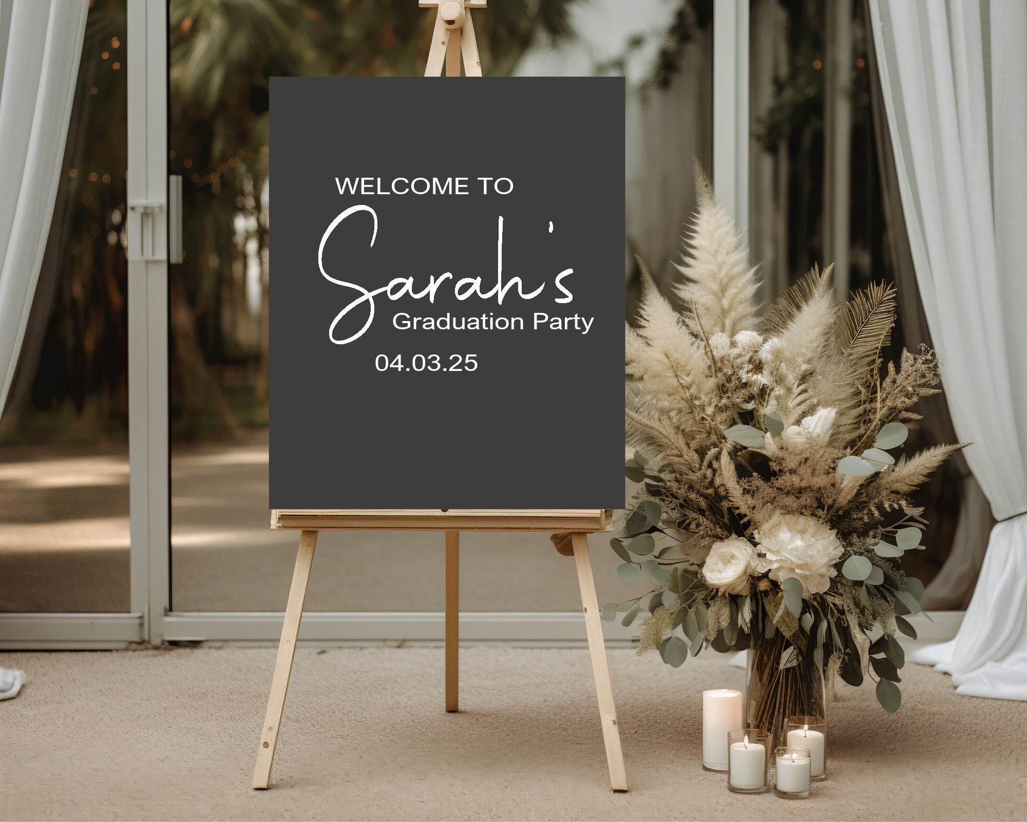 Minimalist Noir Graduation Party Sign - Larosier Prints
