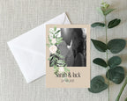 Beige & White Rose Photo Save The Date Wedding Party Cards & Envelopes | Pack of 10 Double Sided - Larosier Prints