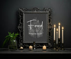 Gothic custom birthday party sign wording example: Food