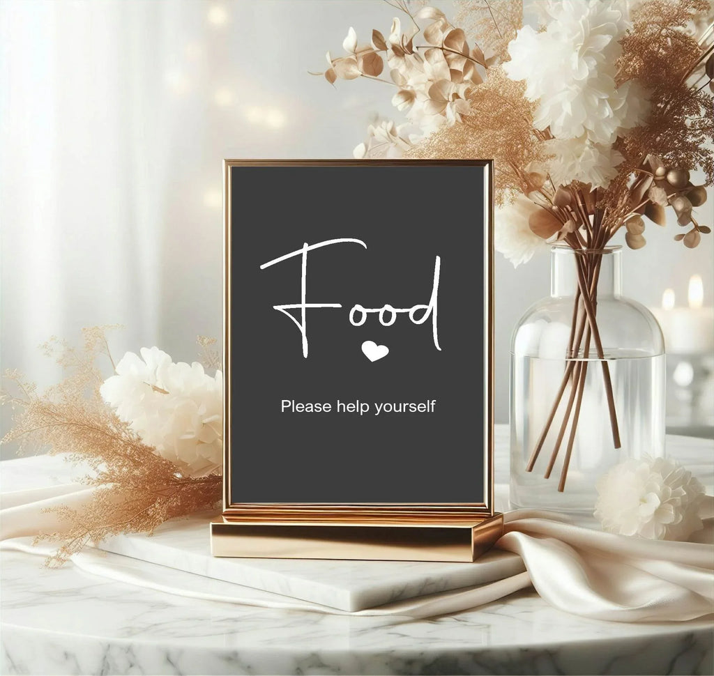 Minimalist Noir Food Birthday Party Sign - Larosier Prints