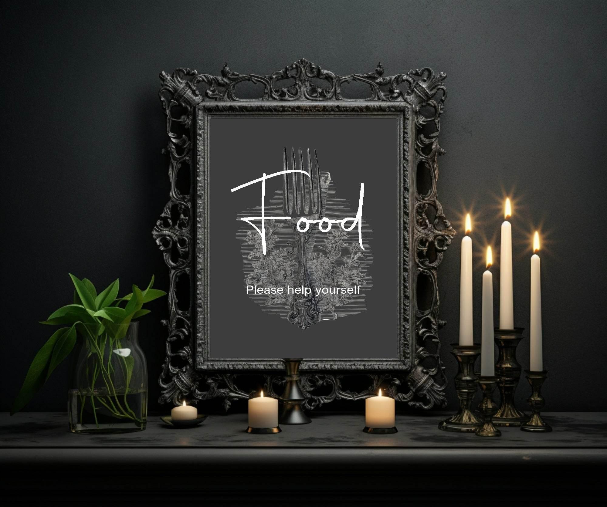 Gothic Food Birthday Party Sign - Larosier Prints