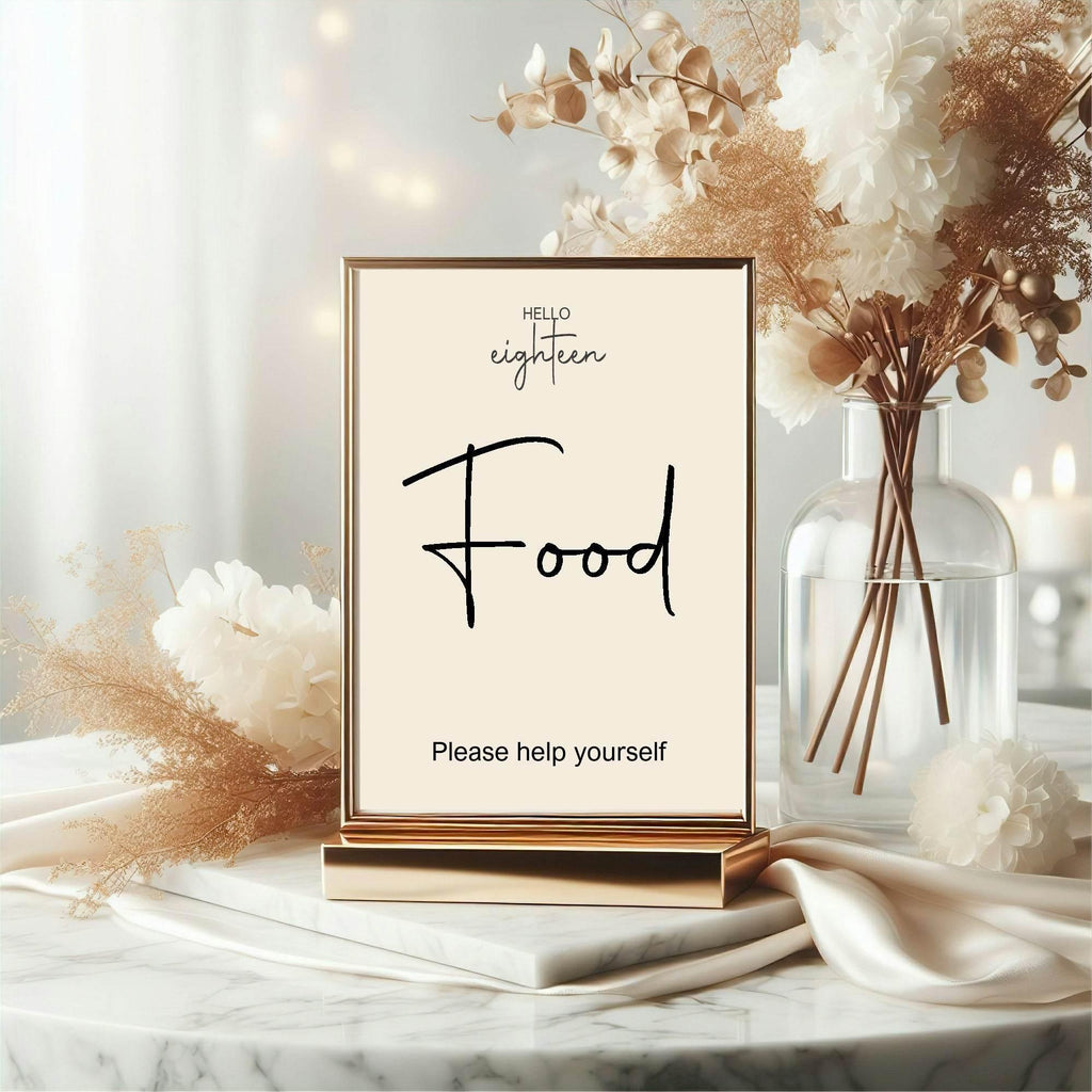 Hello Age Food Birthday Party Sign - Larosier Prints