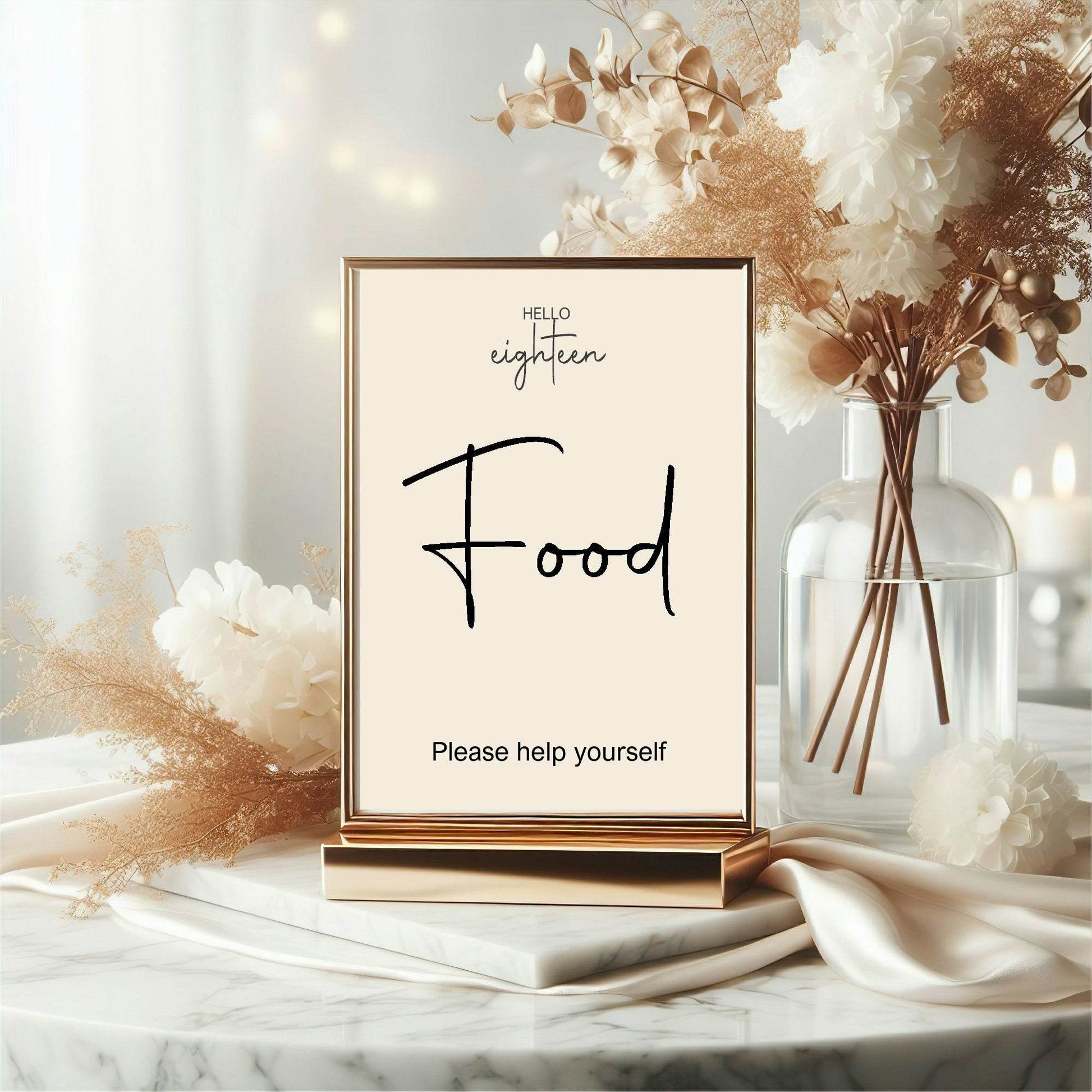 Hello Age Food Birthday Party Sign