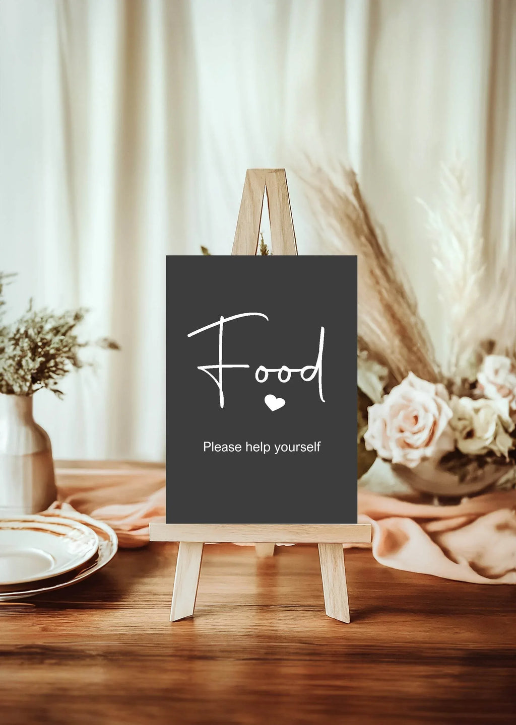 Minimalist Noir Food Birthday Party Sign - Larosier Prints