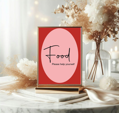 Red & Pink Food Birthday Party Sign