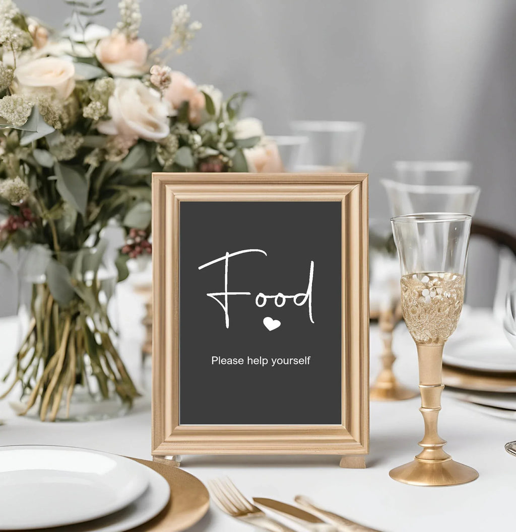 Minimalist Noir Food Birthday Party Sign - Larosier Prints