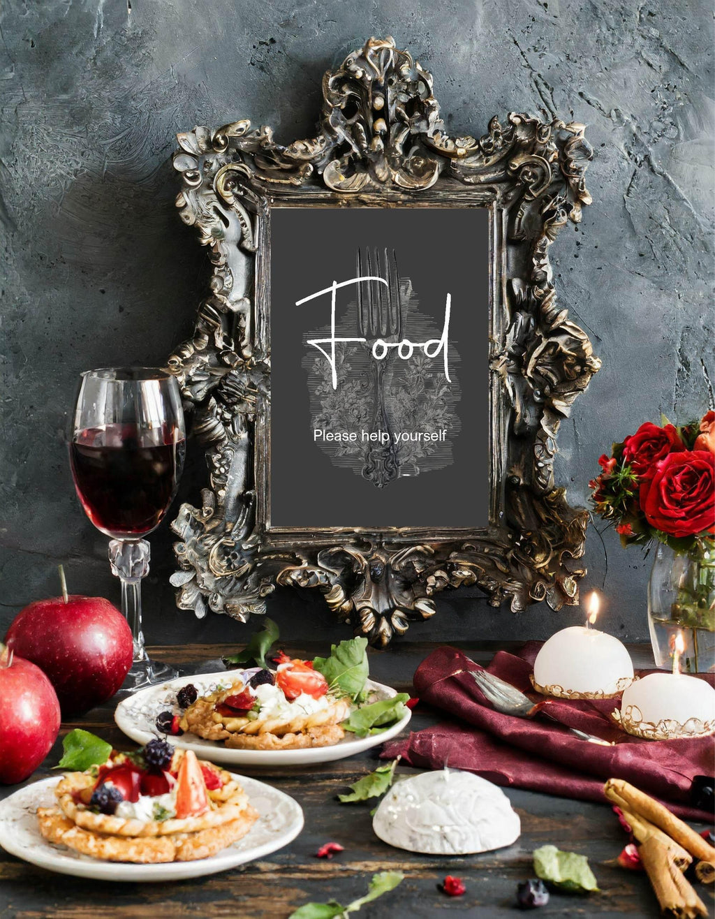 Gothic Food Birthday Party Sign - Larosier Prints