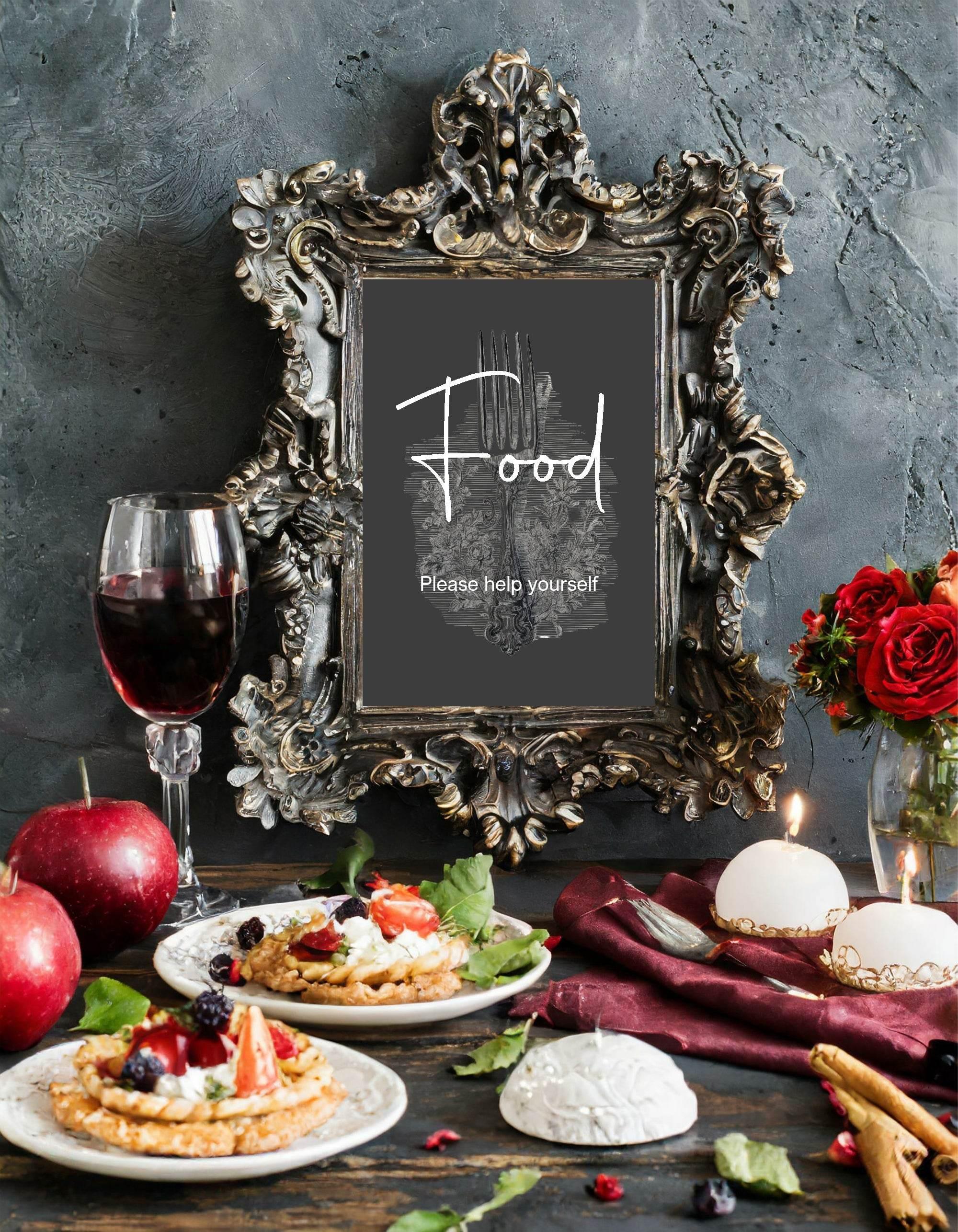 Gothic Food Birthday Party Sign - Larosier Prints