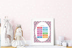 Pink Football Months Poster | Educational Wall Art